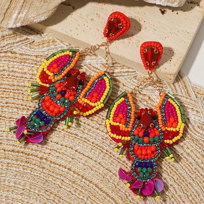 Bohemian Starfish Lobster Conch Seed Bead Drop Earrings Handmade by MadisonnSavannahBoutique