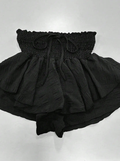 Ruffle Trim Paper bag Waist Shorts by MadisonnSavannahBoutique