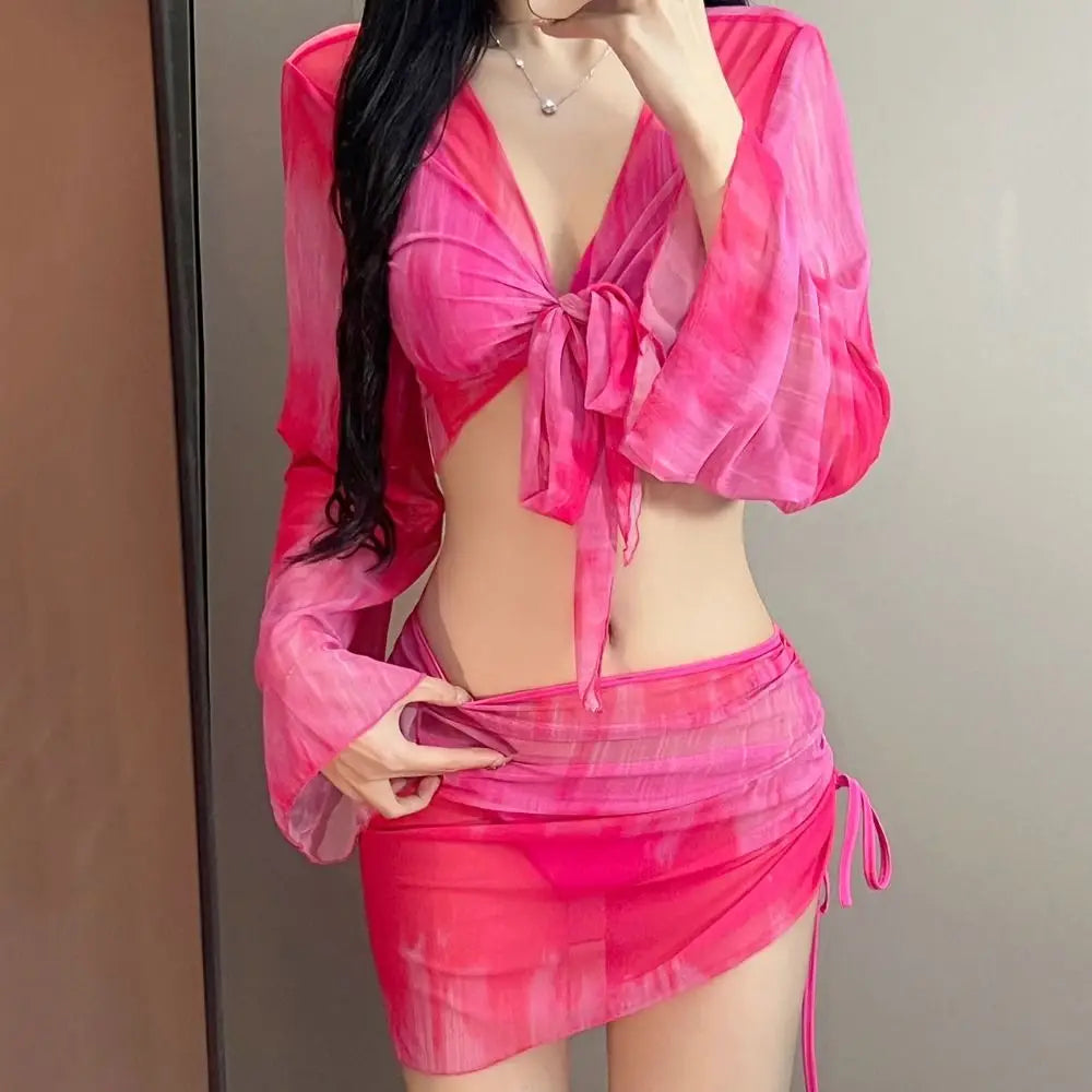 4 Piece Set Swimsuit Set Drawstring Mini Skirt by MadisonnSavannahBoutique