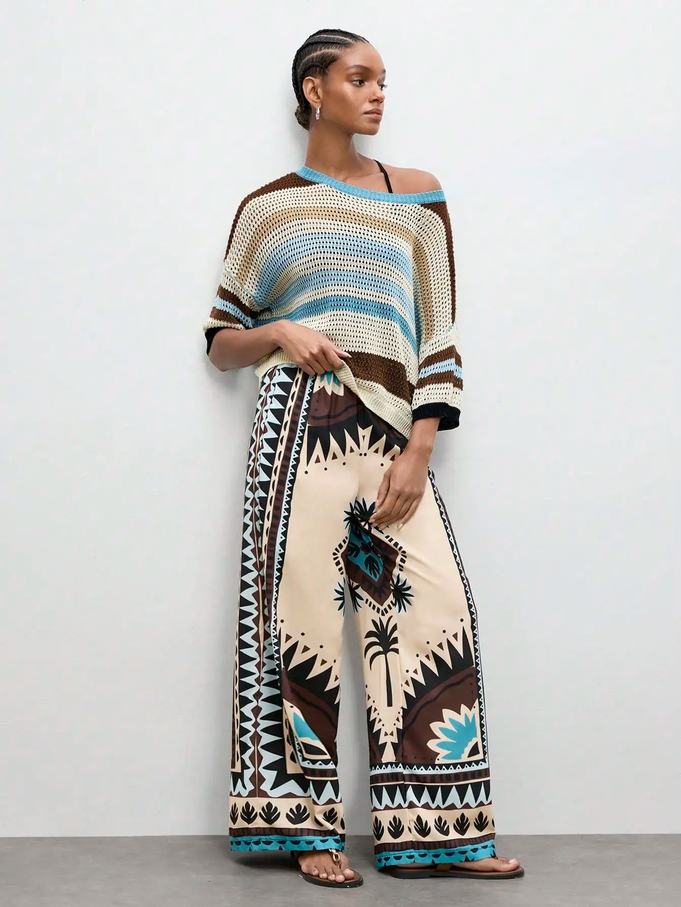 Green Floral Print Wide Leg Pants by MadisonnSavannahBoutique