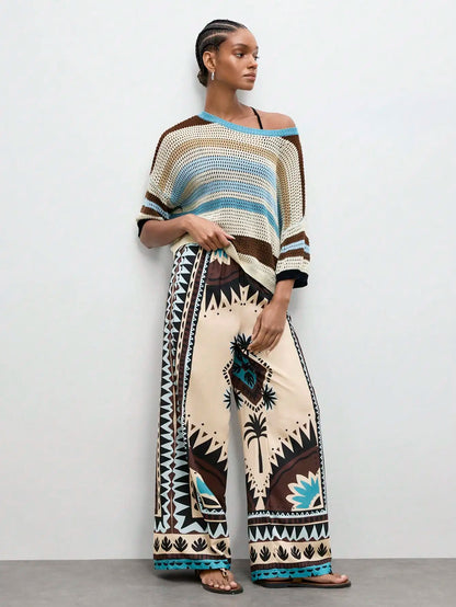 Green Floral Print Wide Leg Pants by MadisonnSavannahBoutique