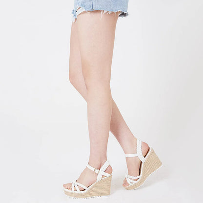 Woven High Wedges Heel Platform Women Sandals Round Toe Bohemia Shoes by MadisonnSavannahBoutique