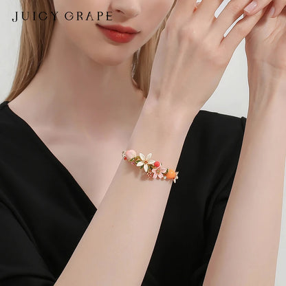 Bangles Peaches Oranges Cherries Flowers Fruit Series Enamel Bracelet by MadisonnSavannahBoutique