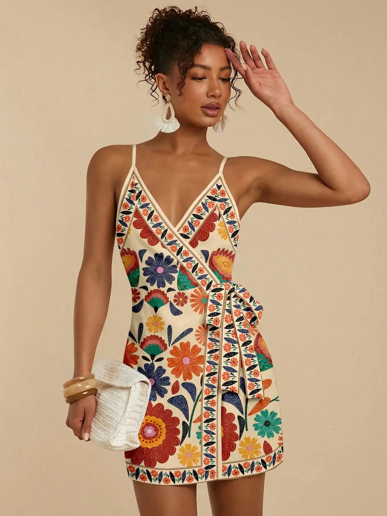 Women Wrap Floral Print Boho Dress Mini by MadisonnSavannahBoutique