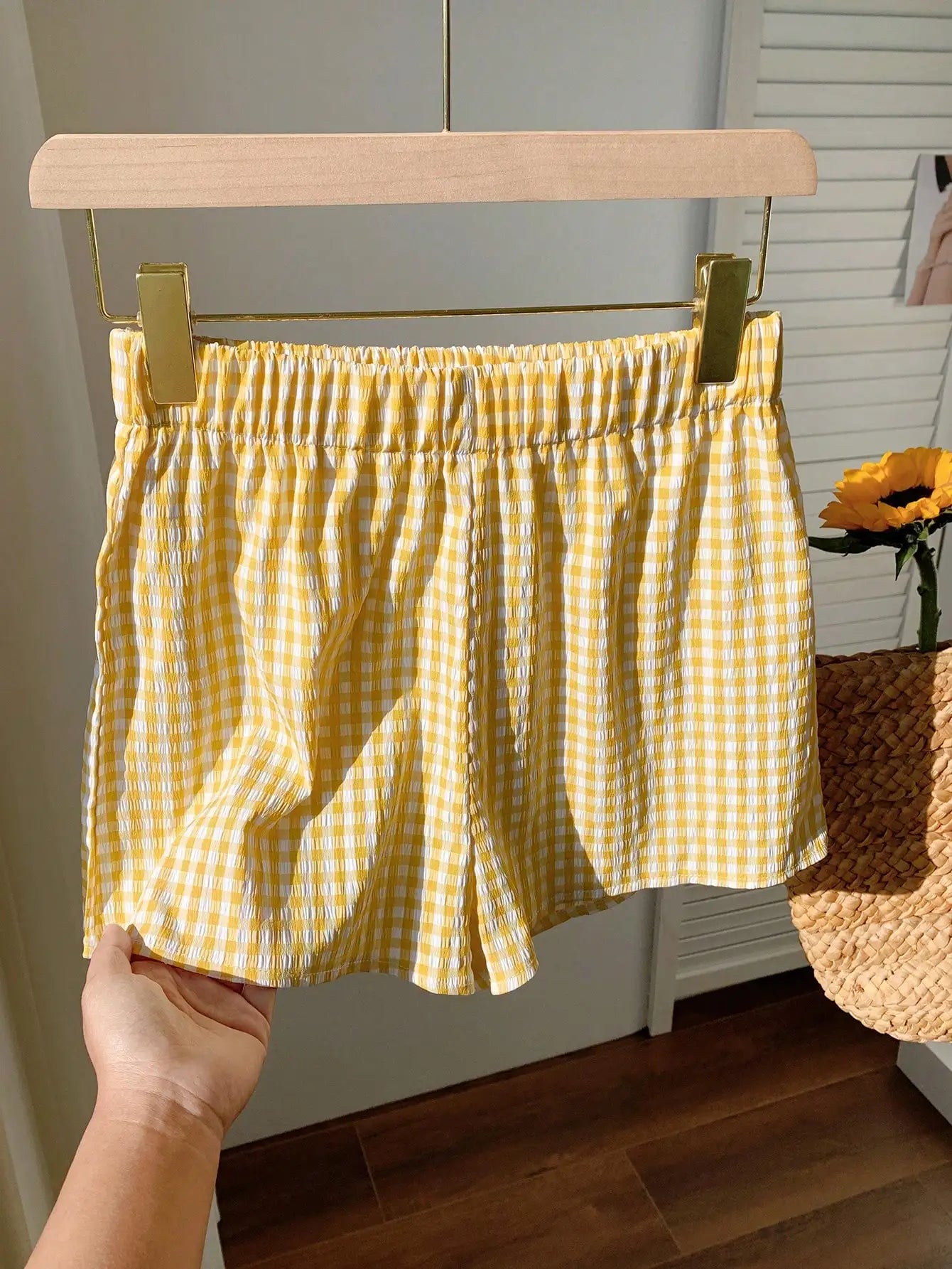 Yellow Gingham Plaid Casual Shorts by MadisonnSavannahBoutique