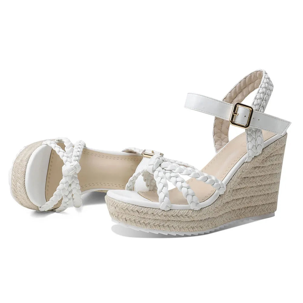 Woven High Wedges Heel Platform Women Sandals Round Toe Bohemia Shoes by MadisonnSavannahBoutique