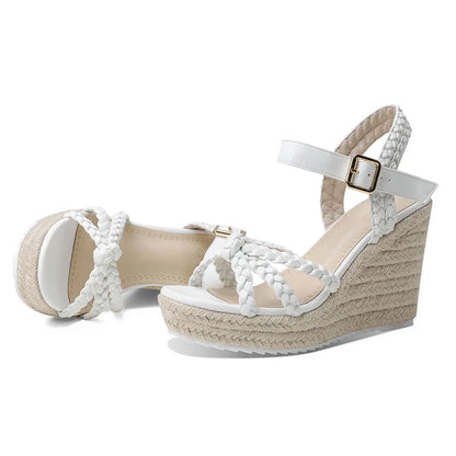 Woven High Wedges Heel Platform Women Sandals Round Toe Bohemia Shoes by MadisonnSavannahBoutique