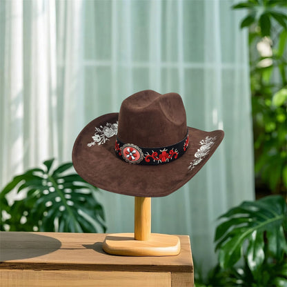 Vintage Boho Style Unisex with Embroidered Floral Design and Wide Brim by MadisonnSavannahBoutique