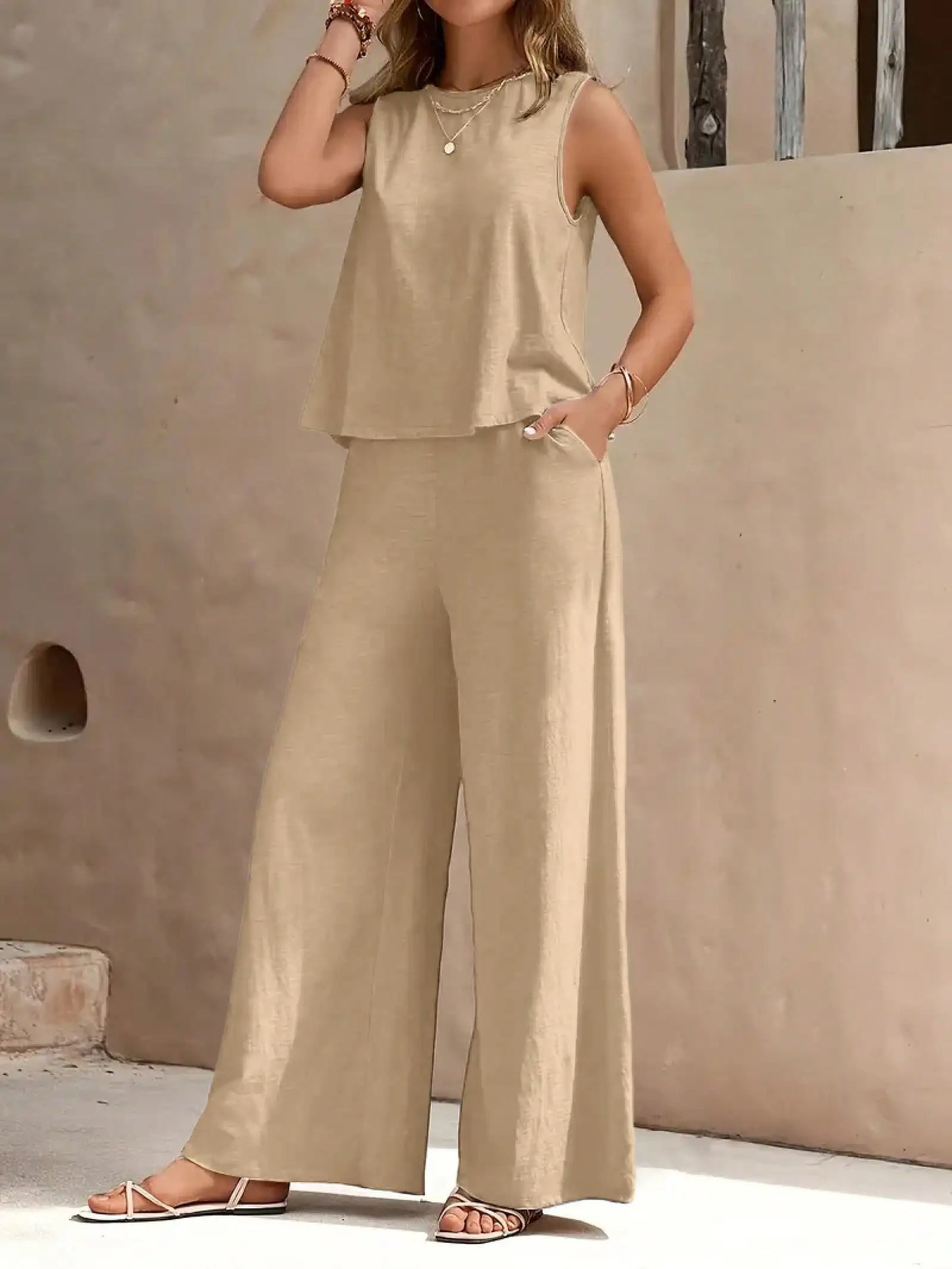 Top And Wide Leg Pants Set by MadisonnSavannahBoutique