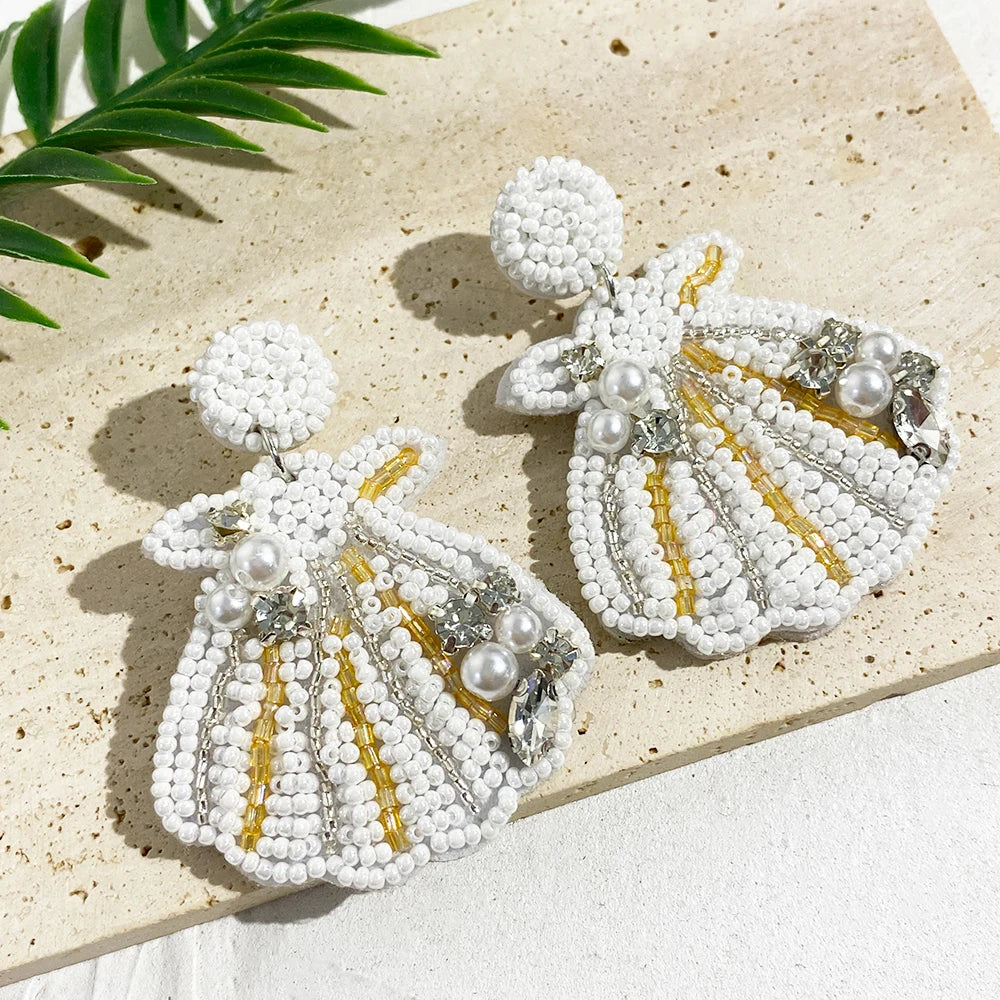 Bohemian Starfish Lobster Conch Seed Bead Drop Earrings Handmade by MadisonnSavannahBoutique