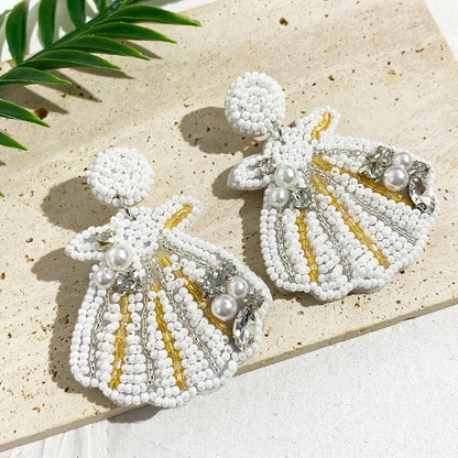 Bohemian Starfish Lobster Conch Seed Bead Drop Earrings Handmade by MadisonnSavannahBoutique