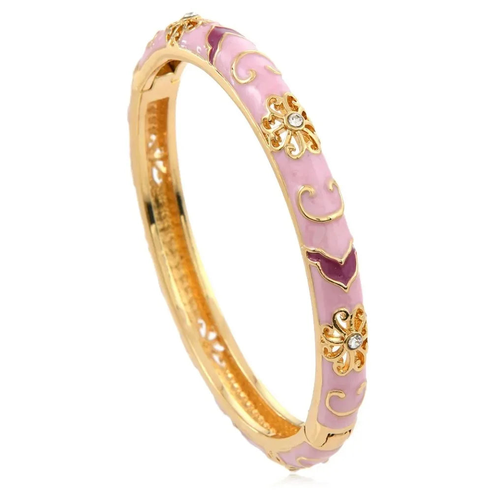 Stainless Steel Multicolor Enamel Flower Bangle by MadisonnSavannahBoutique