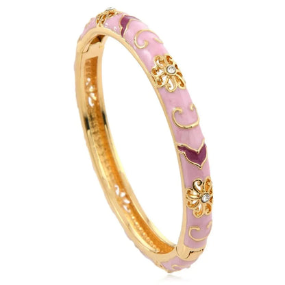 Stainless Steel Multicolor Enamel Flower Bangle by MadisonnSavannahBoutique