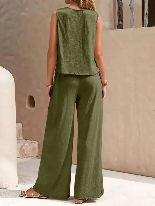 Top And Wide Leg Pants Set by MadisonnSavannahBoutique