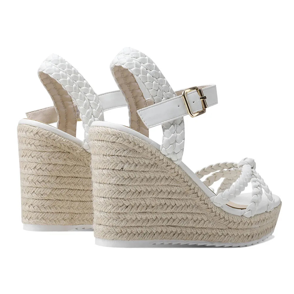 Woven High Wedges Heel Platform Women Sandals Round Toe Bohemia Shoes by MadisonnSavannahBoutique