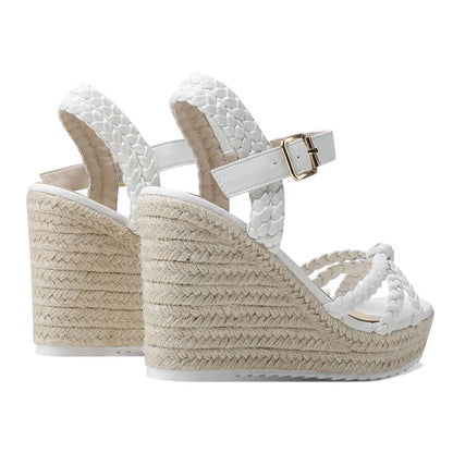 Woven High Wedges Heel Platform Women Sandals Round Toe Bohemia Shoes by MadisonnSavannahBoutique