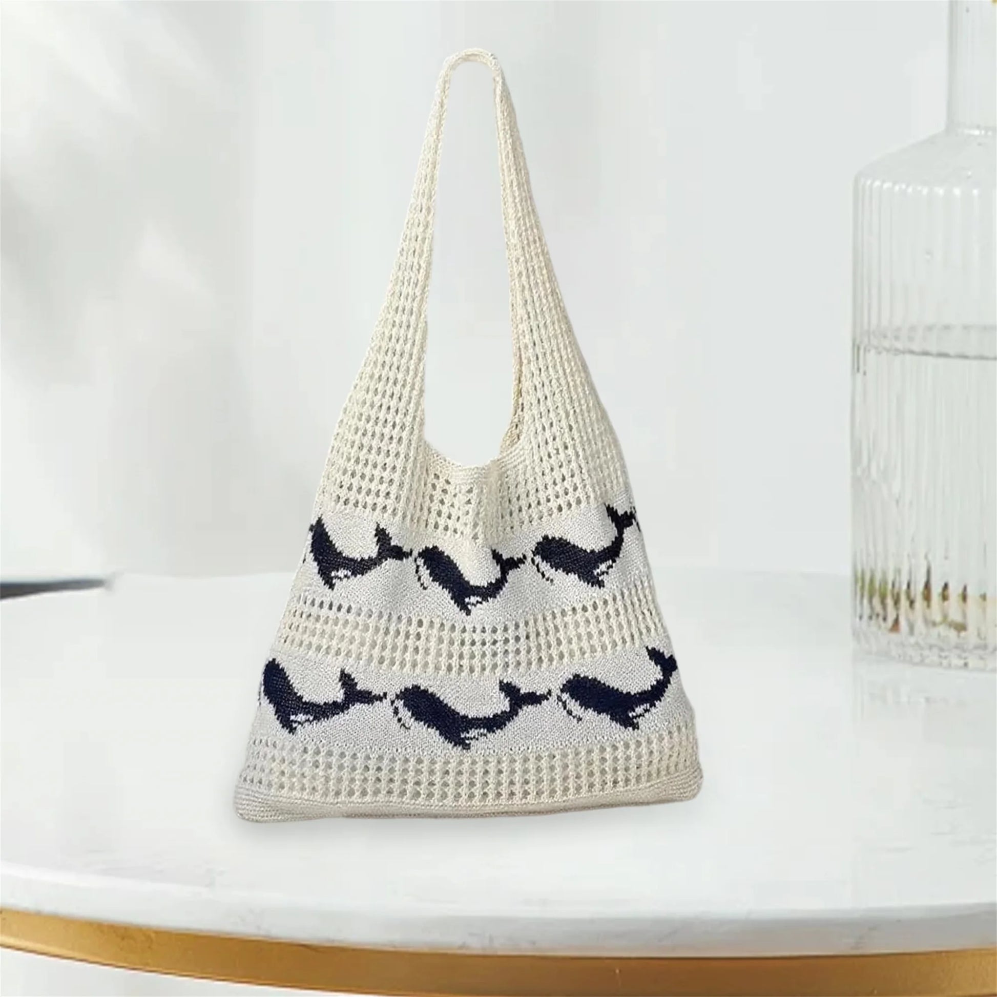 Handmade Crochet Tote Bag with Seahorse Design by MadisonnSavannahBoutique