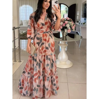 V-neck fashionable long dress by MadisonnSavannahBoutique