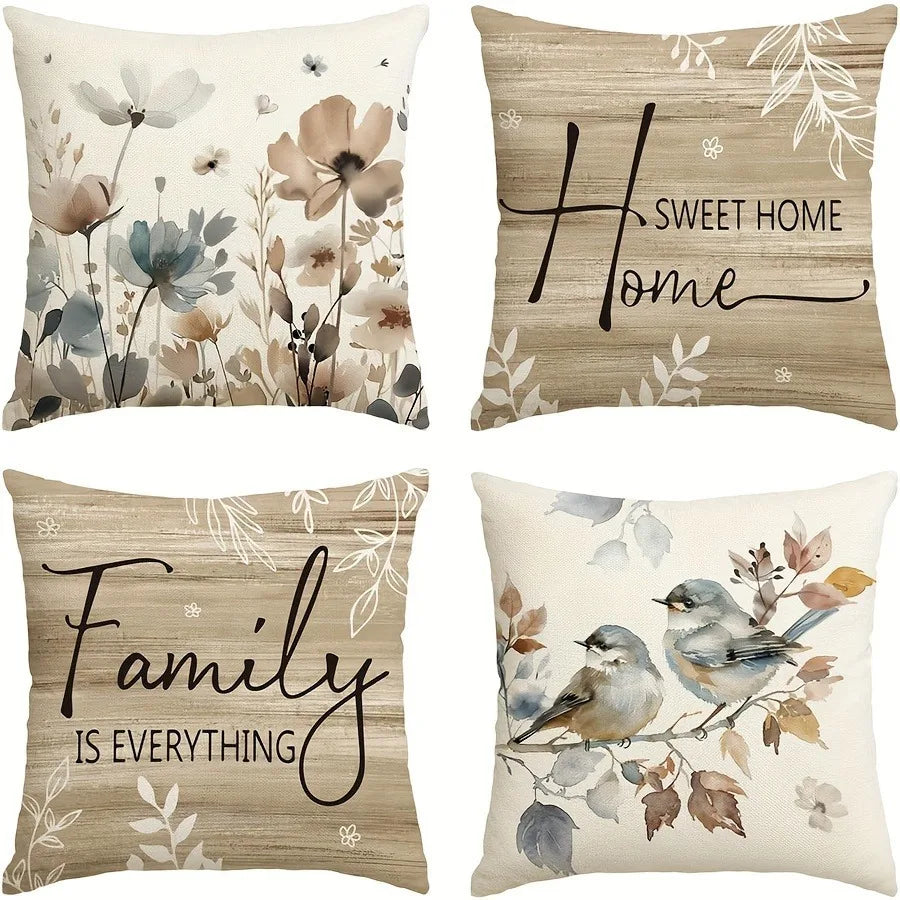 Bird Flower Pattern Soft Comfortable Cushion Cover ,18x18 inch by MadisonnSavannahBoutique