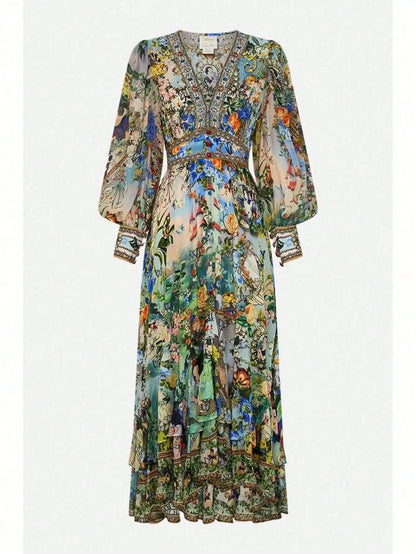Chiffon Maxi Dress With Floral Print, by MadisonnSavannahBoutique