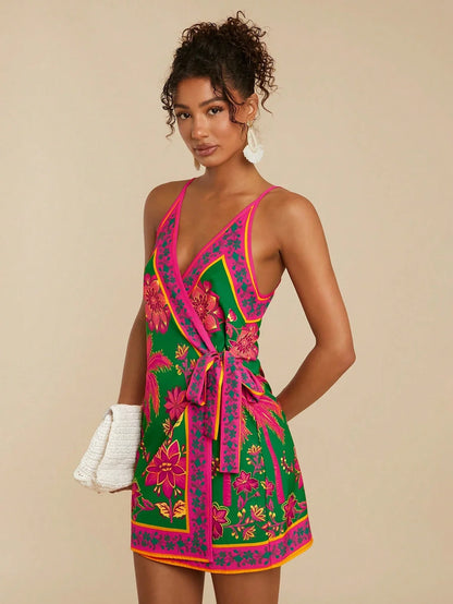 Women Wrap Floral Print Boho Dress Mini by MadisonnSavannahBoutique