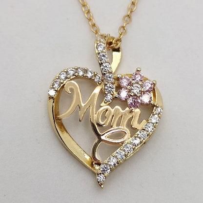 Mom Heart Necklace, Rhinestone Heart Pendant, Perfect Mother's Day Gift by MadisonnSavannahBoutique