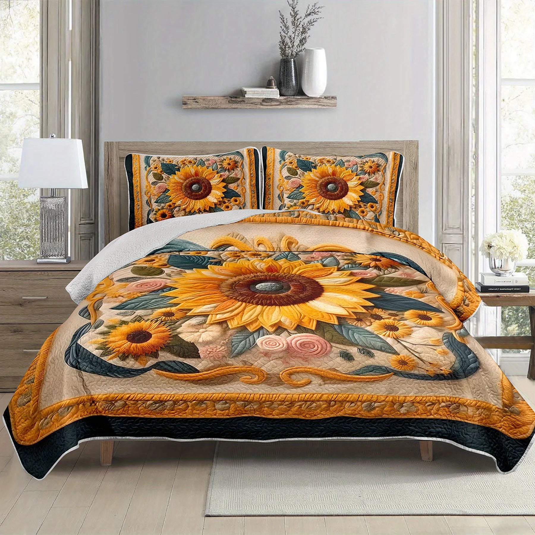 3pcs Sunflower Quilt Set by MadisonnSavannahBoutique
