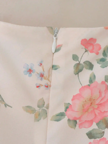 Floral Print Square Neck Flare Sleeve A-Line Maxi Dress With Zipper Back by MadisonnSavannahBoutique
