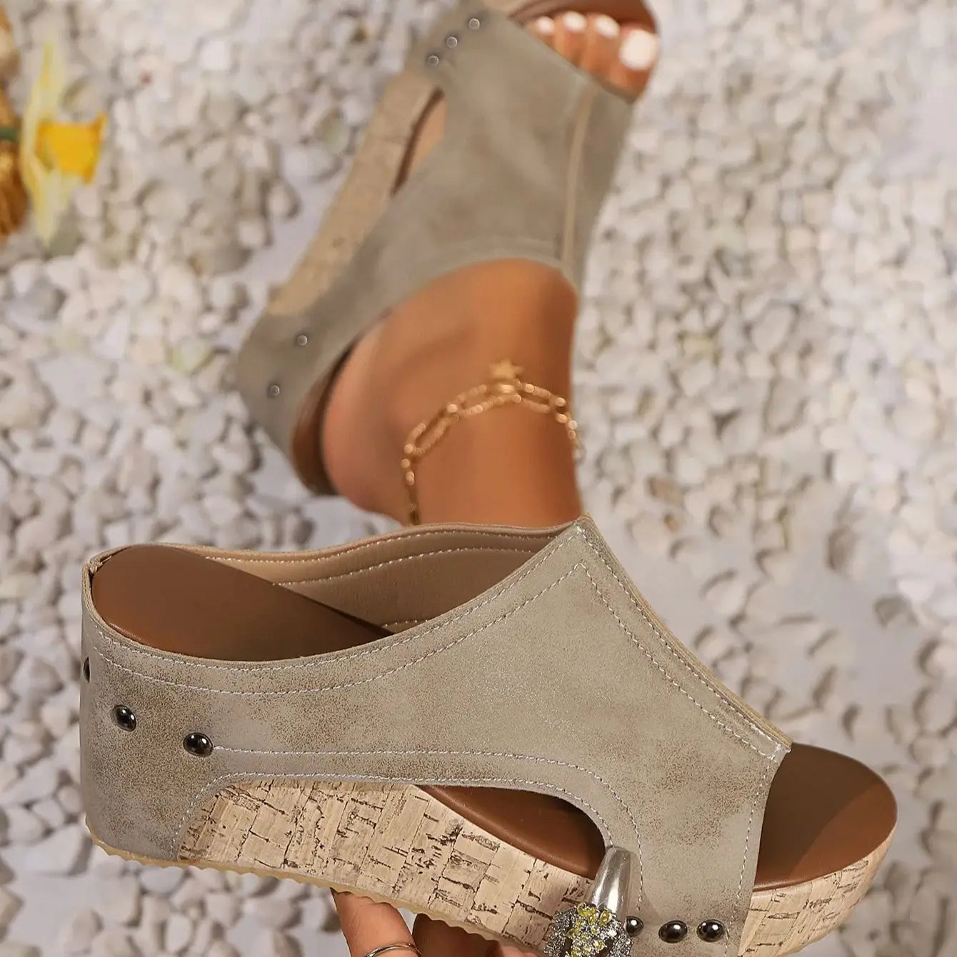 Vintage Inspired Cork Wedge Sandals by MadisonnSavannahBoutique