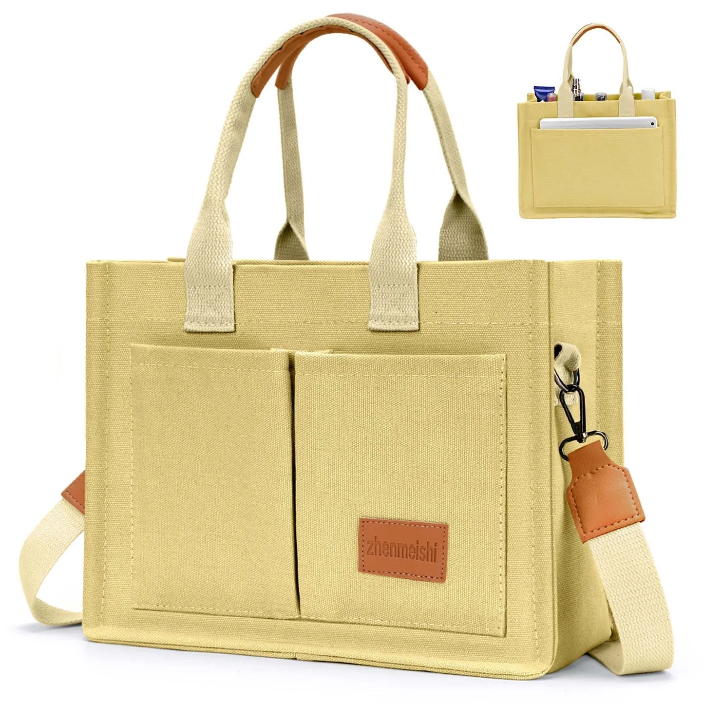 Canvas Tote Bags with Pockets by MadisonnSavannahBoutique