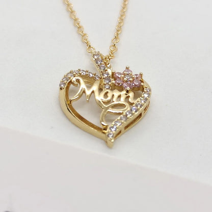 Mom Heart Necklace, Rhinestone Heart Pendant, Perfect Mother's Day Gift by MadisonnSavannahBoutique