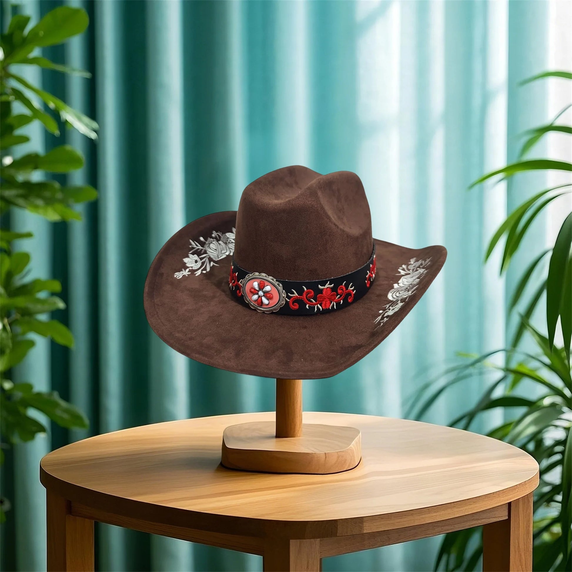 Vintage Boho Style Unisex with Embroidered Floral Design and Wide Brim by MadisonnSavannahBoutique