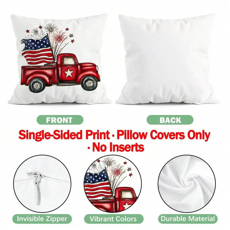 4pcs Patriotic 4th of July Pillow Covers, 18x18 Inch by MadisonnSavannahBoutique