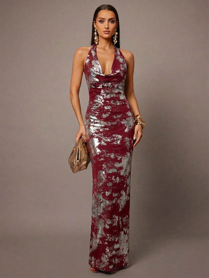 Floral Print Halter Neck Maxi Dress by MadisonnSavannahBoutique
