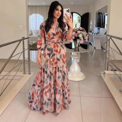 V-neck fashionable long dress by MadisonnSavannahBoutique