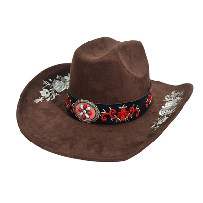 Vintage Boho Style Unisex with Embroidered Floral Design and Wide Brim by MadisonnSavannahBoutique