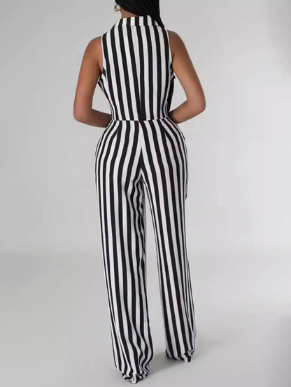 Striped Sleeveless Blazer Vest Top with Straight Pants by MadisonnSavannahBoutique