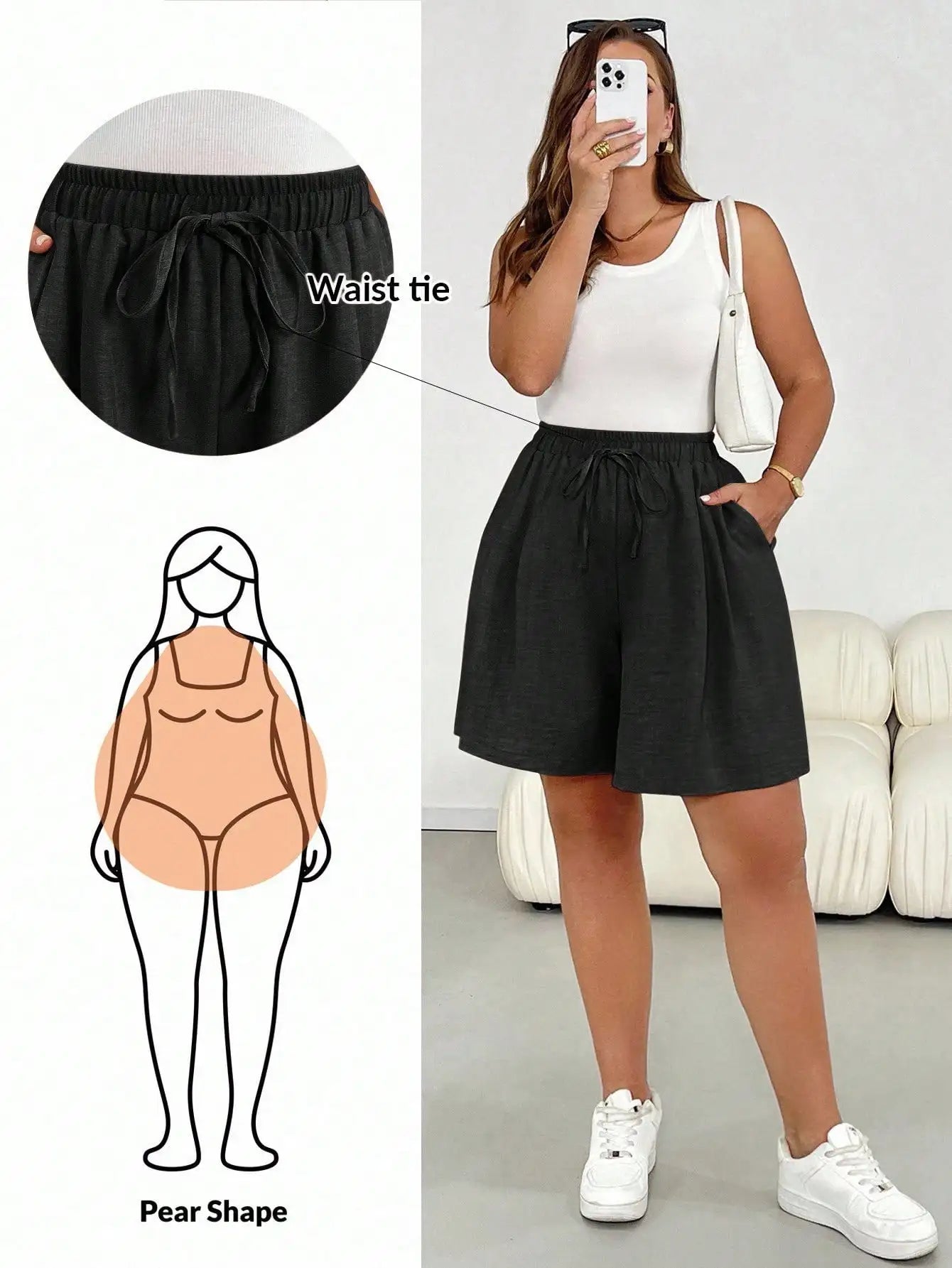 Casual Elastic Waist Drawstring Beige Shorts by MadisonnSavannahBoutique
