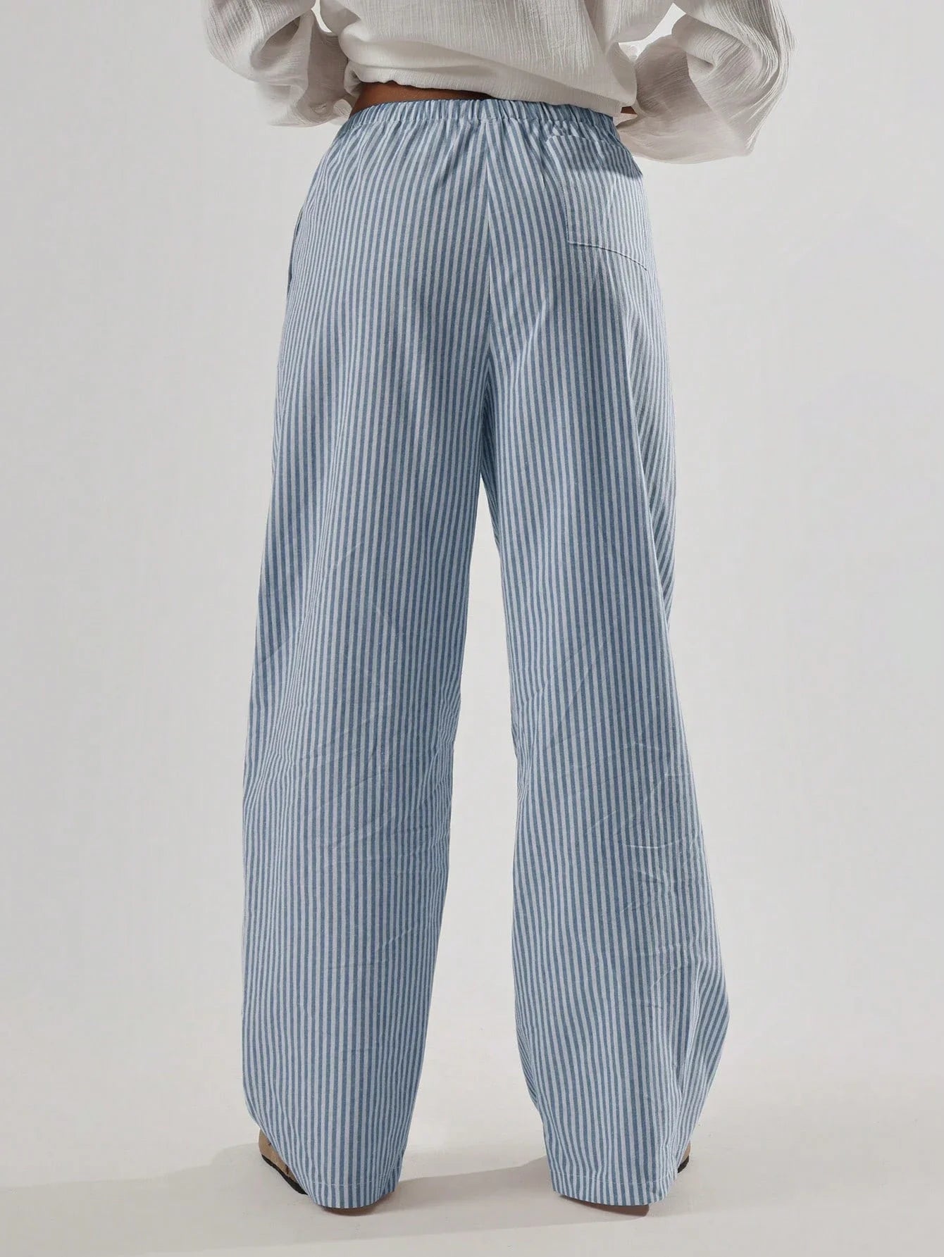 Striped Linen Feel Drawstring Waist Wide Leg Pants by MadisonnSavannahBoutique