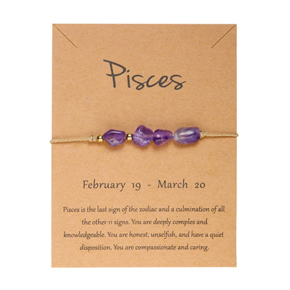 Charm 12 Constellation Irregular Natural Stone Beads Bracelets Birthstone Zodiac Signs by MadisonnSavannahBoutique
