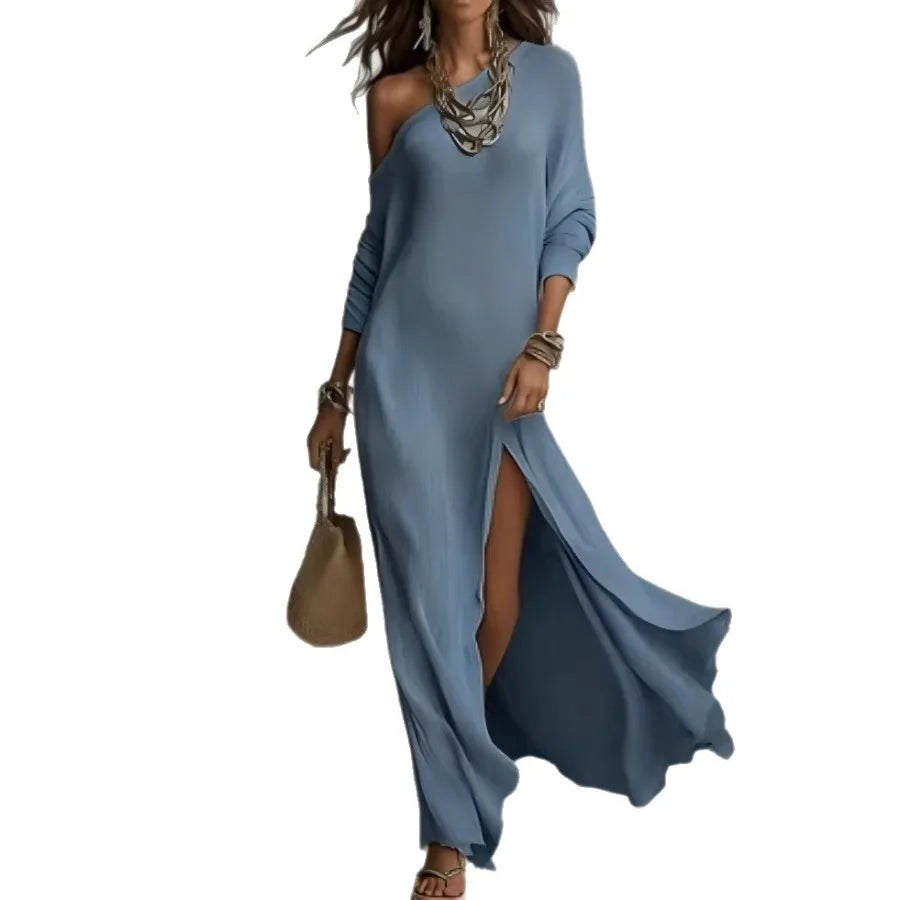 Long-sleeved Knitted Pleated Split Women's Dress by MadisonnSavannahBoutique