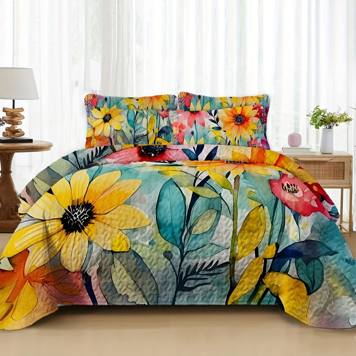 2/3pcs Floral Lightweight Comforter Quilt Set by MadisonnSavannahBoutique