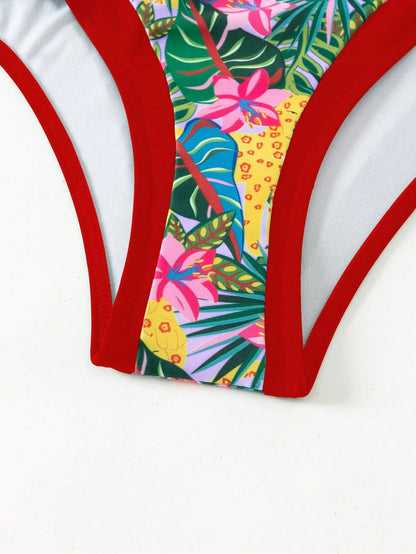 3 Piece Women Bikini Set With Sarong Skirt Floral Print by MadisonnSavannahBoutique
