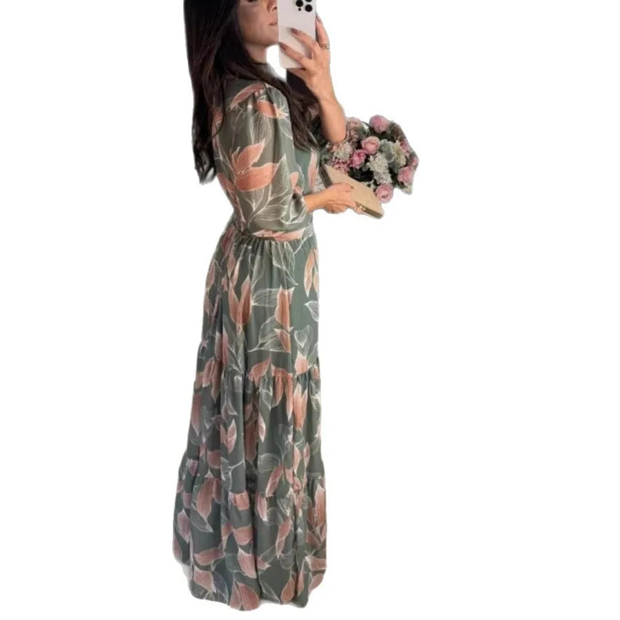 V-neck fashionable long dress by MadisonnSavannahBoutique