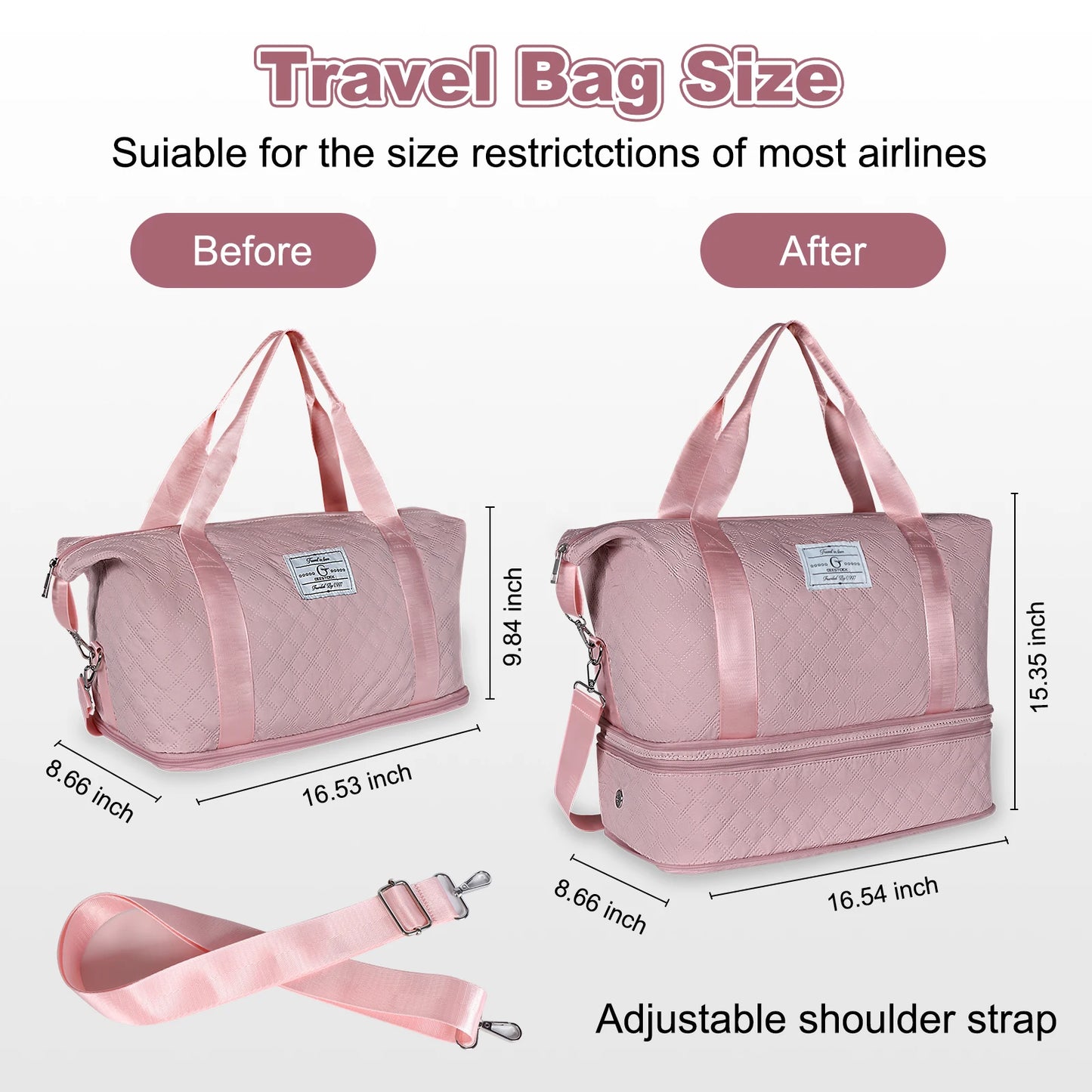 Large Capacity, Durable Nylon, Spinner Wheels, Shoulder & Hand Carry Option, Ideal fo by MadisonnSavannahBoutique