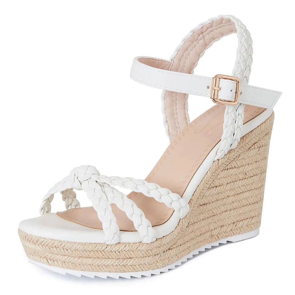 Woven High Wedges Heel Platform Women Sandals Round Toe Bohemia Shoes by MadisonnSavannahBoutique