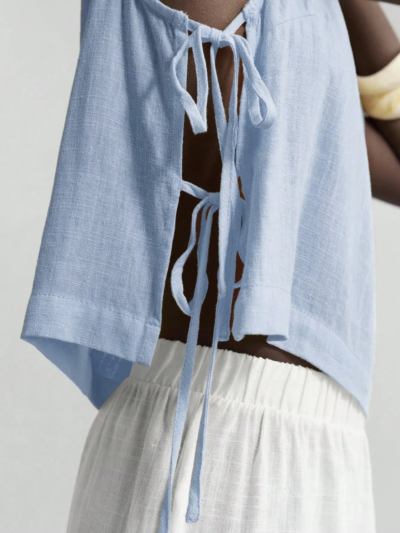 Linen Sleeveless Tank Top With Side Bow Tie Detail Boho by MadisonnSavannahBoutique