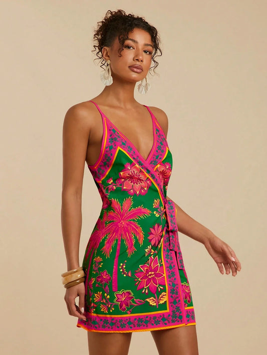 Women Wrap Floral Print Boho Dress Mini by MadisonnSavannahBoutique
