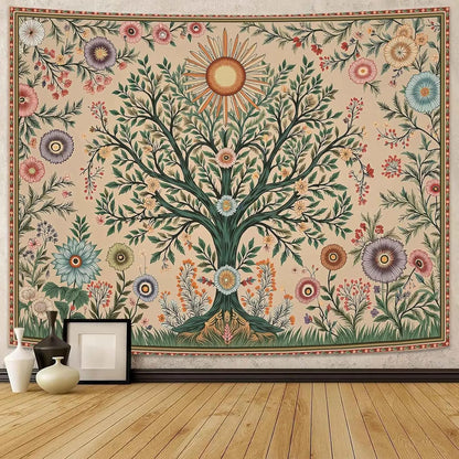 Celestial Sun & Floral Boho Decor 48x36in by MadisonnSavannahBoutique