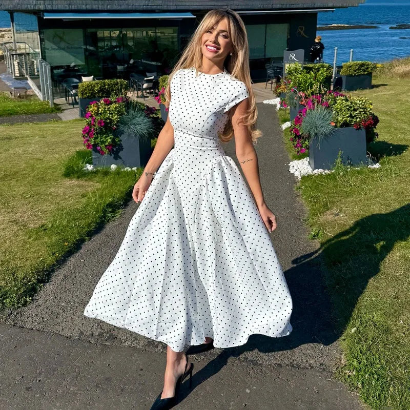 White Polka Dot Dress by MadisonnSavannahBoutique